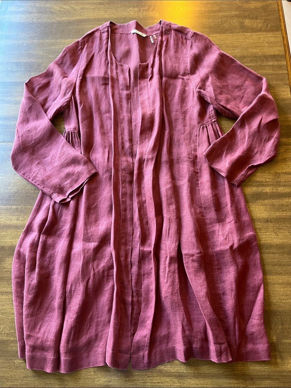 Soft Surroundings Open-Front Linen Duster Cardigan, Size XL